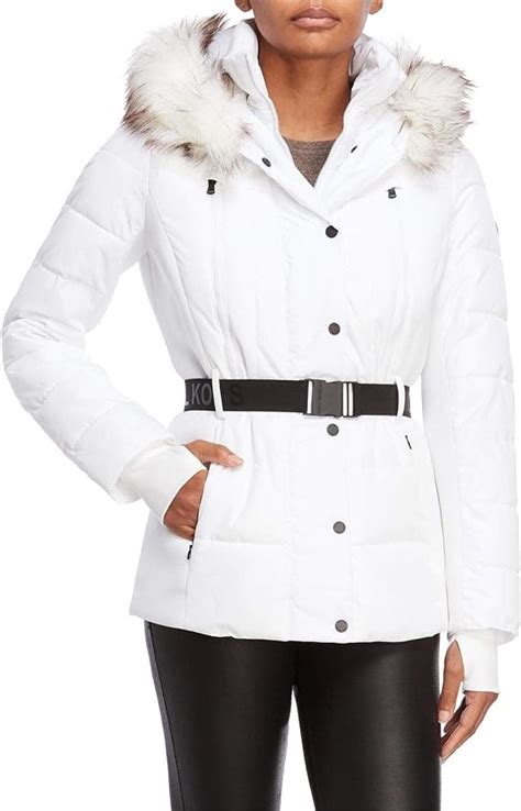 michael kors puffer jacket women's white|Michael Kors reversible puffer jacket.